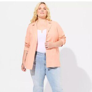 NWT Torrid Linen Peach Salmon Longline Button Front Blazer Women's 2X
